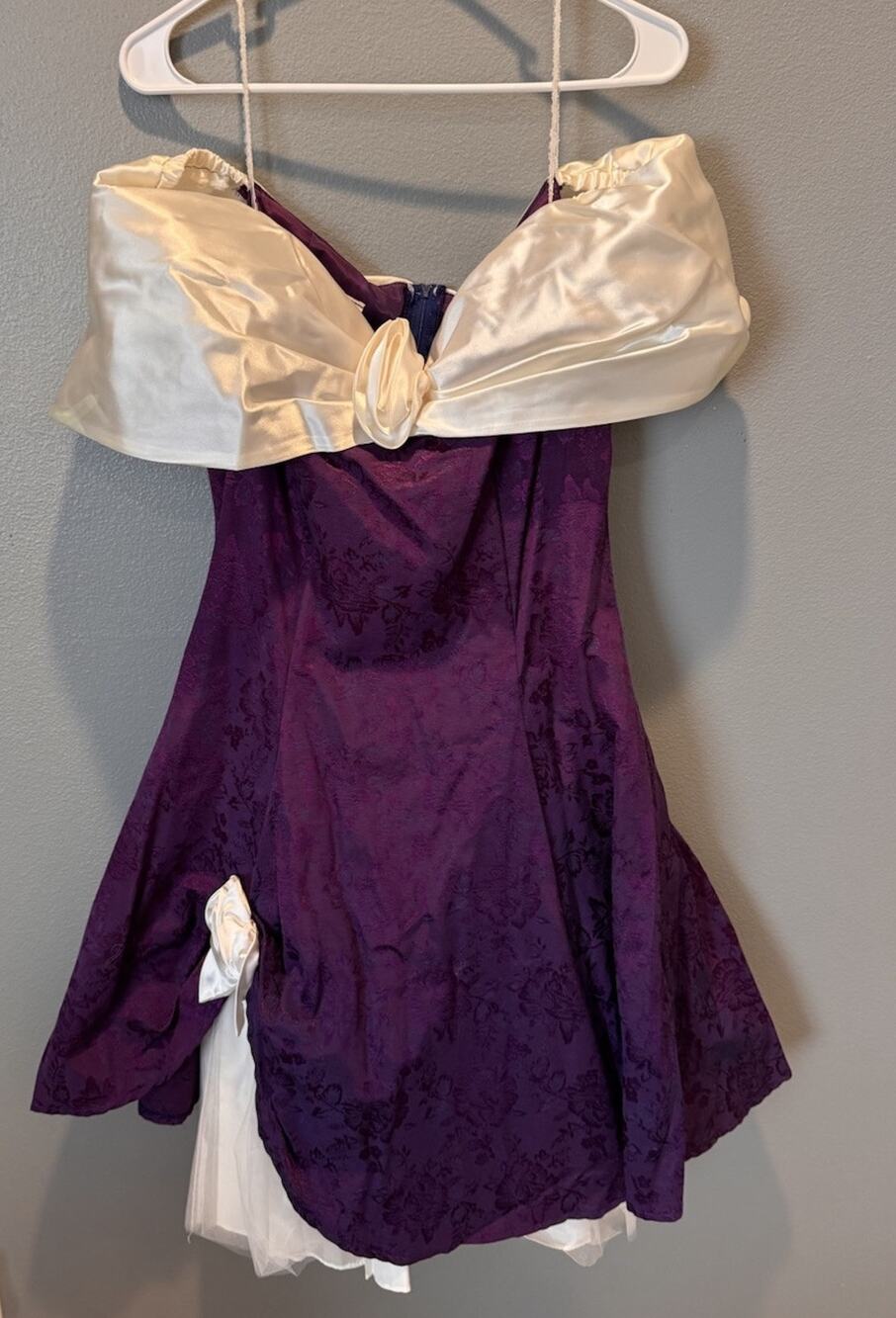 VTG 80s Roberta Dress Women's Size 11/12 Cut 5709 Purple/White 71066-X